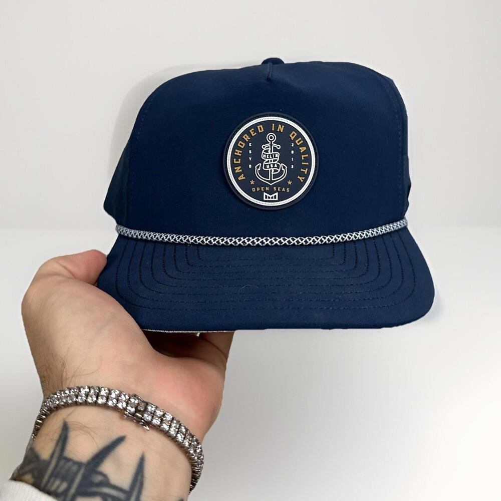 Melin Coronado Hydro Hat Anchored In Quality Navy Blue Open Sea Cord Snapback 58